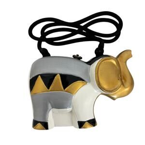 Timmy Woods Elephant Wooden Crossbody Mini Bag Minaudière